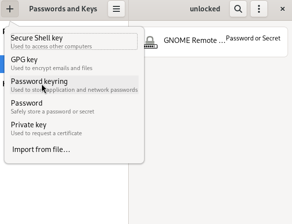 &ldquo;Selecting Keyring Option&rdquo;